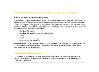 Lengua y Literatura 1 medio-Unidad 4-OA10;22-Actividad 1