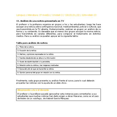 Lengua y Literatura 1 medio-Unidad 4-OA19;21;22-Actividad 13 Lengua y Literatura 1 medio-Unidad 4-OA19;21;22-Actividad 13