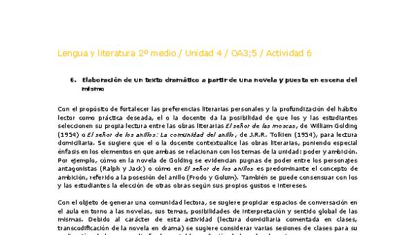 Lengua y Literatura 2 medio-Unidad 4-OA3;5-Actividad 6