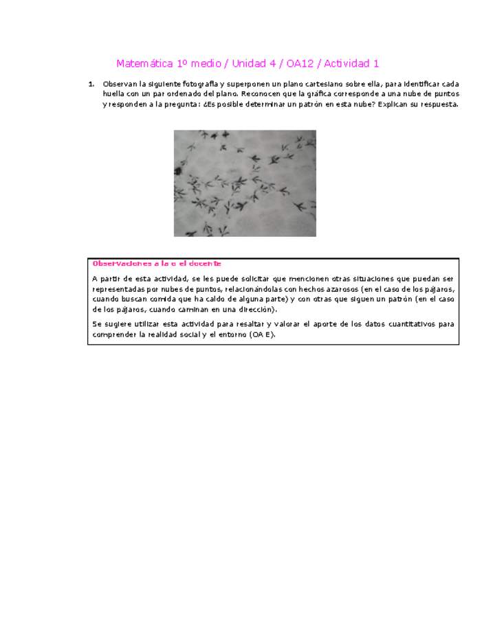 Matemática 1 medio-Unidad 4-OA12-Actividad 1