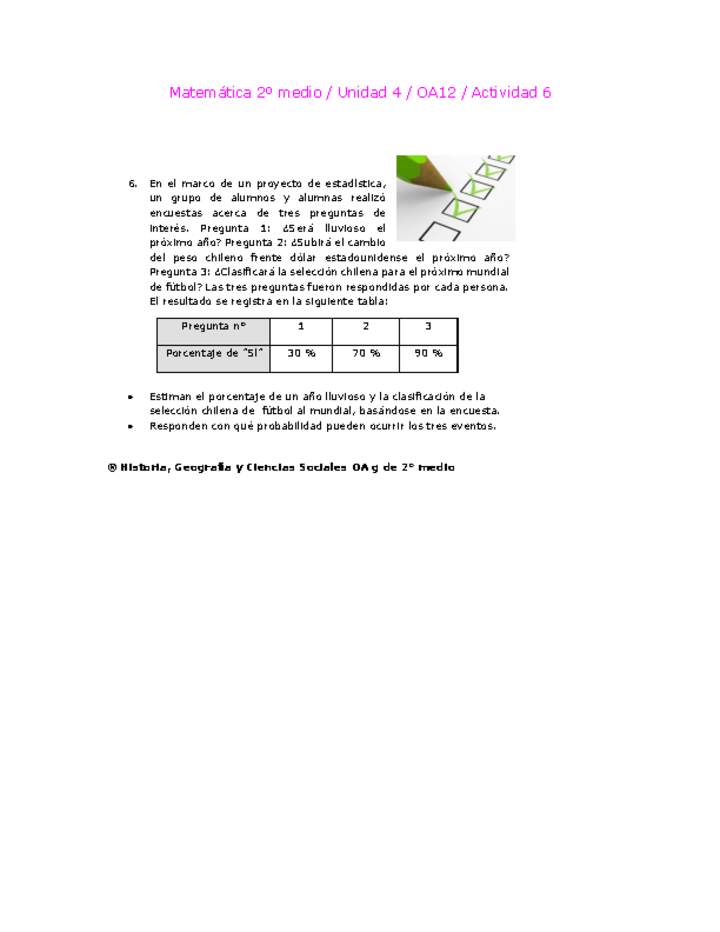 Matemática 2 medio-Unidad 4-OA12-Actividad 6