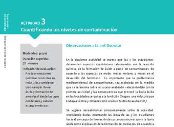 Sugerencia para el profesor: Actividad 3. Cuantificando los niveles de contaminación