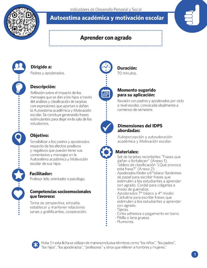 Ficha IDPS: Aprender con agrado.