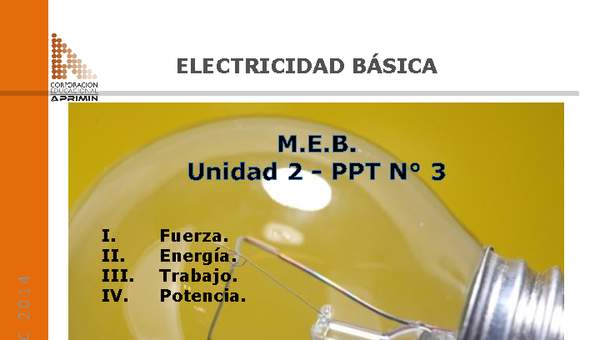 Presentación Fuerza, energía, trabajo y potencia en electricidad básica