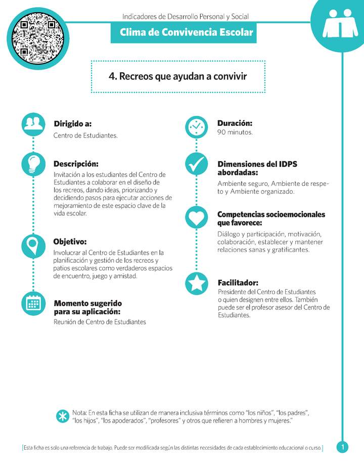 Ficha N° 4: Recreos que ayudan a convivir.