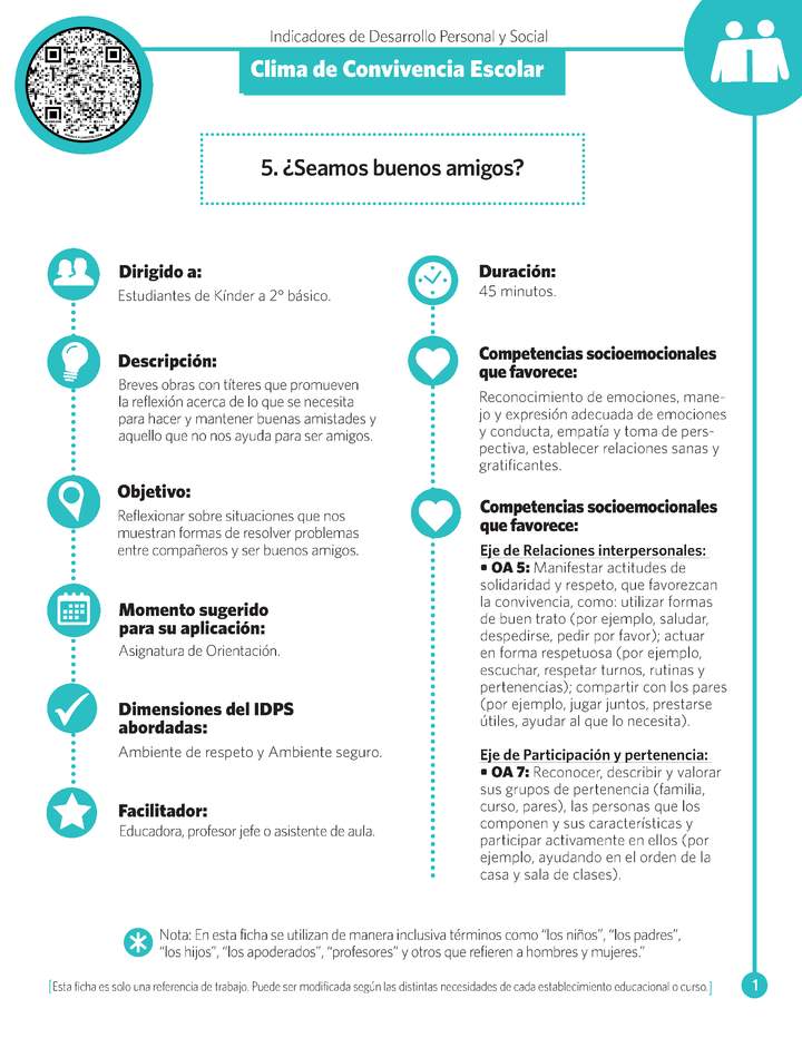Ficha N° 5:¿Seamos buenos amigos?
