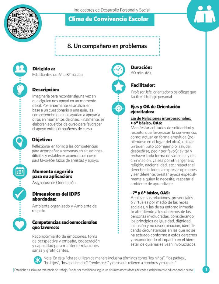 Ficha N° 8: Un compañero en problemas.