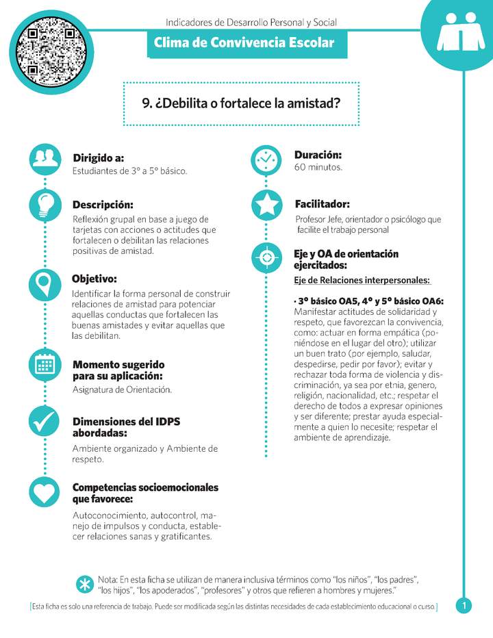 Ficha N° 9:¿Debilita o fortalece la amistad?