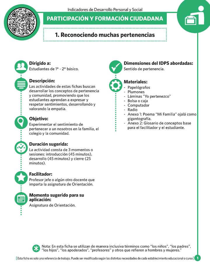 Ficha N° 1: Reconociendo muchas pertenencias.