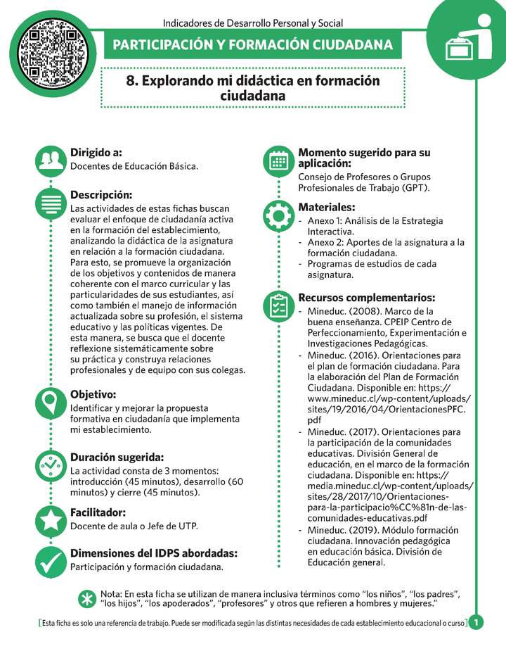 Ficha N° 8: Explorando mi didáctica en formación ciudadana.