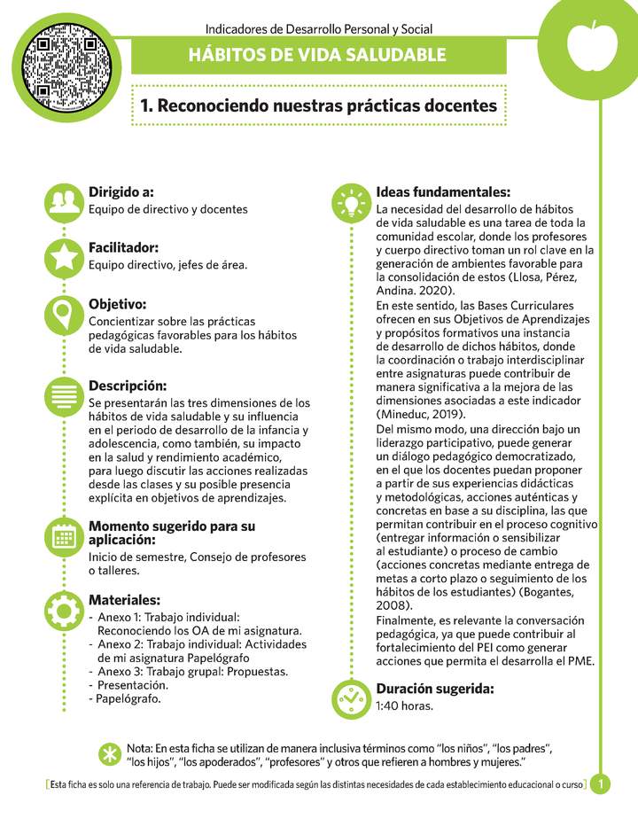 Ficha N° 01: Reconociendo nuestras prácticas docentes.