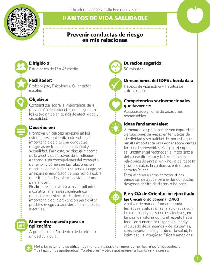 Ficha IDPS: Prevenir conductas de riesgo en mis relaciones.