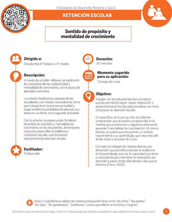 Ficha IDPS: Sentido de propósito y mentalidad de crecimiento.