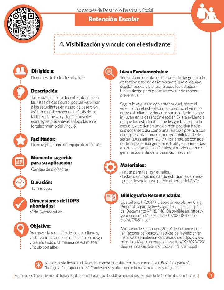 Ficha N° 4: Visibilización y vínculo con el estudiante.