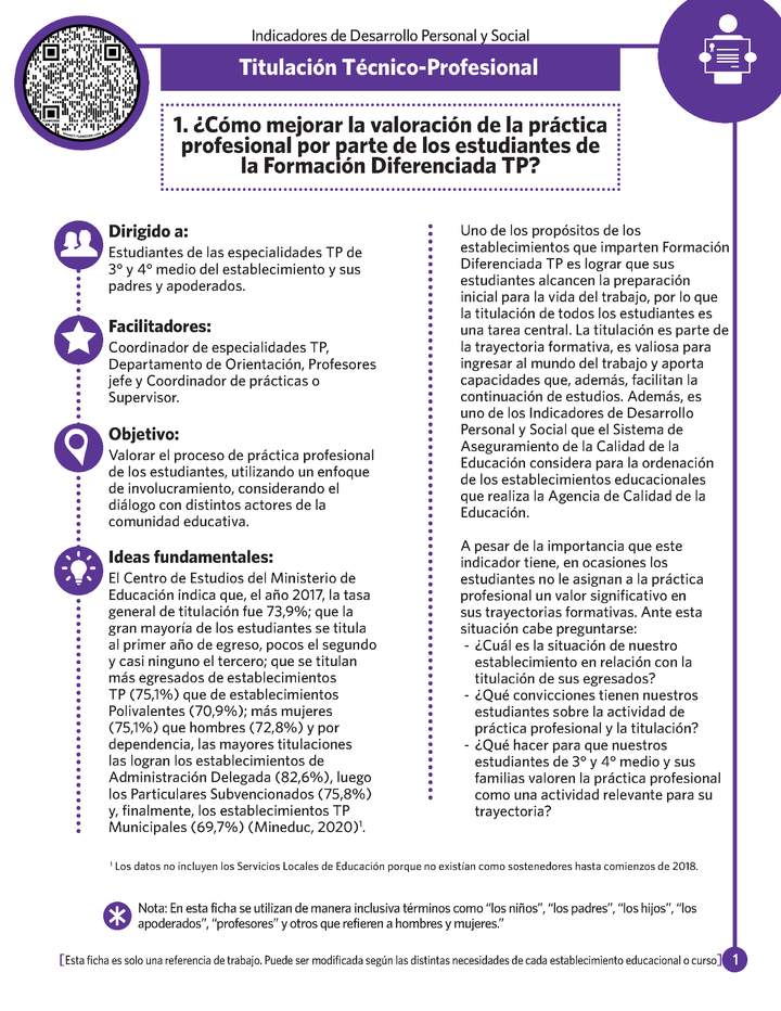 Ficha N° 1: ¿Cómo mejorar la valoración de la práctica profesional por parte de los estudiantes FD-TP?