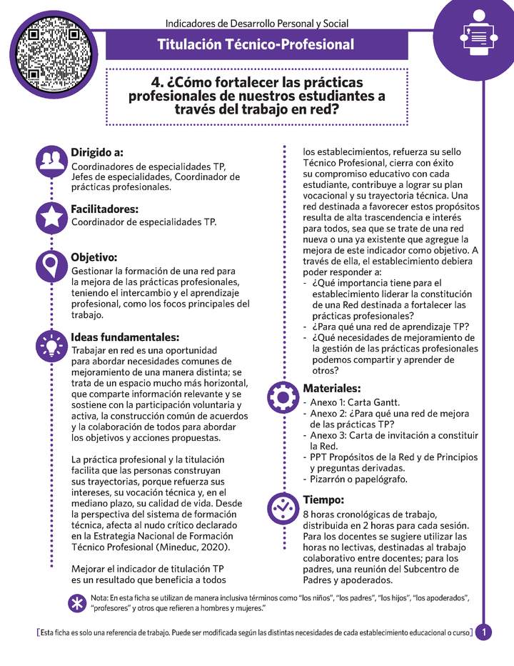 Ficha N° 4: ¿Cómo fortalecer las prácticas profesionales a través del trabajo en red?