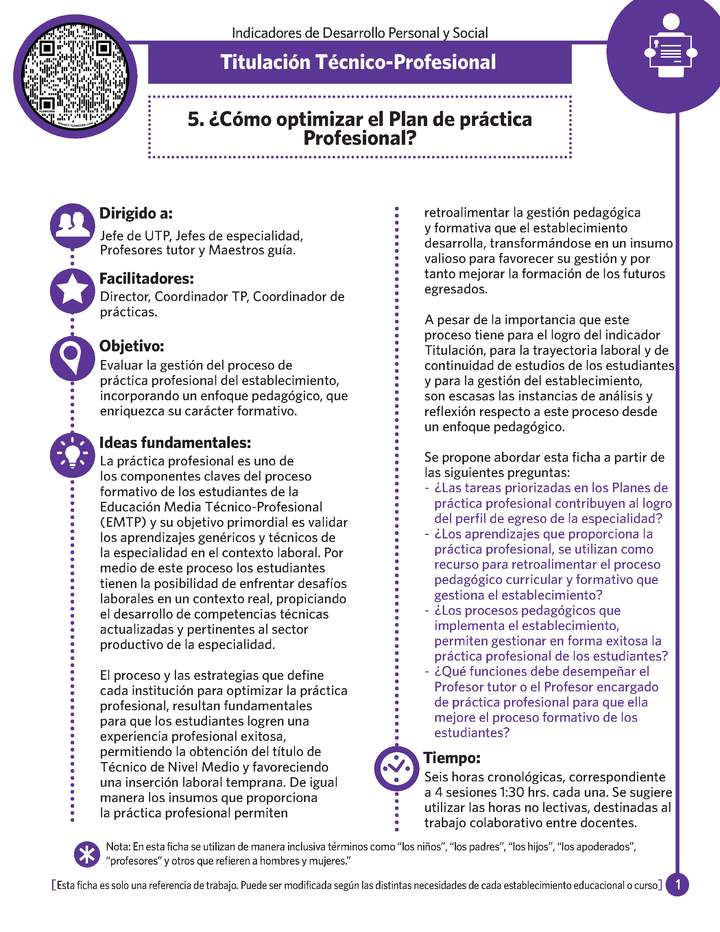 Ficha N° 5: ¿Cómo optimizar el Plan de Práctica Profesional?