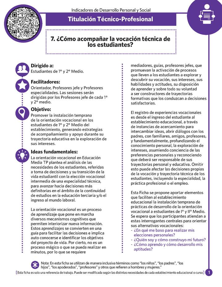 Ficha N° 7: ¿Cómo acompañar la vocación técnica de los estudiantes?