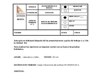 Guía de trabajo del docente Oleo-hidráulica, banco de prueba oleo-hidráulico