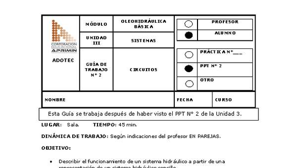 Guía de trabajo del estudiante Oleo-hidráulica circuitos