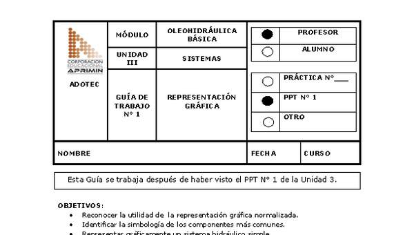 Guía de trabajo del docente Oleo-hidráulica, representación gráfica