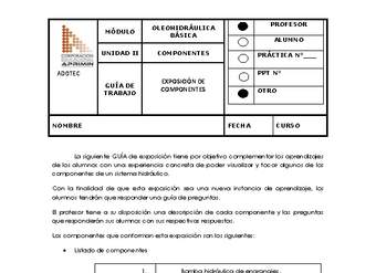 Guía de trabajo del docente Oleo-hidráulica, exposición de componentes