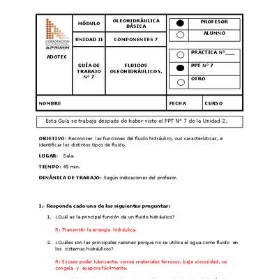 Guía de trabajo del docente Oleo-hidráulica, fluidos hidráulicos