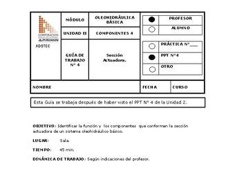 Guía de trabajo del docente Oleo-hidráulica. sección actuadora.