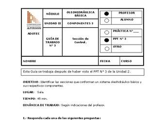 Guía de trabajo del docente Oleo-hidráulica, sección de control.