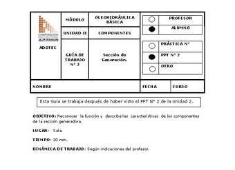 Guía de trabajo del estudiante Oleo-hidráulica, sección de generación.