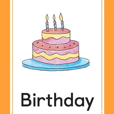 Tarjeta para imprimir o proyectar: Birthday