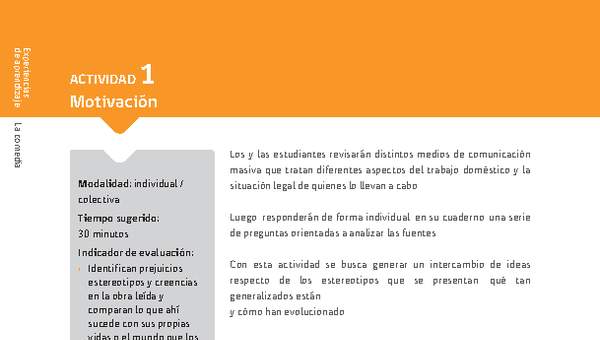 Sugerencia para el profesor: Actividad 1: Motivación