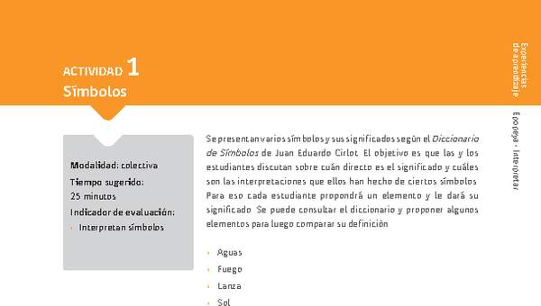 Sugerencia para el profesor:Actividad 1: Símbolos