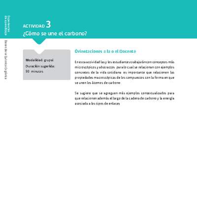 Sugerencia para el profesor: Actividad 3. ¿Cómo se une el carbono?