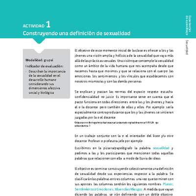 Sugerencia para el profesor: Actividad 1. Construyendo una definición de sexualidad