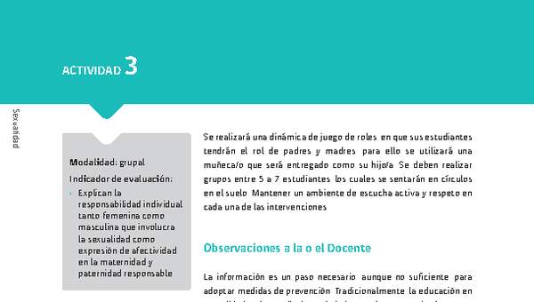 Sugerencia para el profesor: Actividad 3. Enfermedades de transmisión sexual