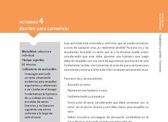 Sugerencia para el profesor: Actividad 4: Escribir para convencer