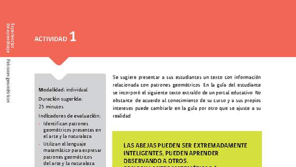 Sugerencia para el profesor: Actividad 1