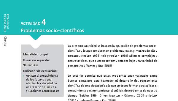 Sugerencia para el profesor: Actividad 4. Problemas socio-científicos