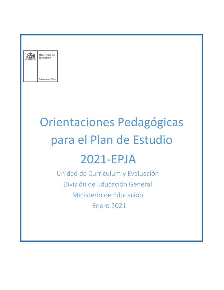 Orientaciones Pedagógicas Plan de Estudios EPJA 2021