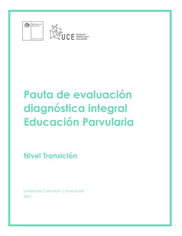 Pauta de evaluación diagnóstica integral Educación Parvularia