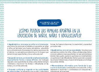 Cómo pueden las familias aportar en la educación de niños, niñas y adolescentes