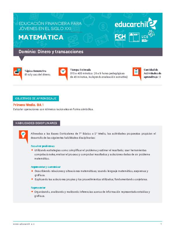 Dominio: Dinero y Transacciones