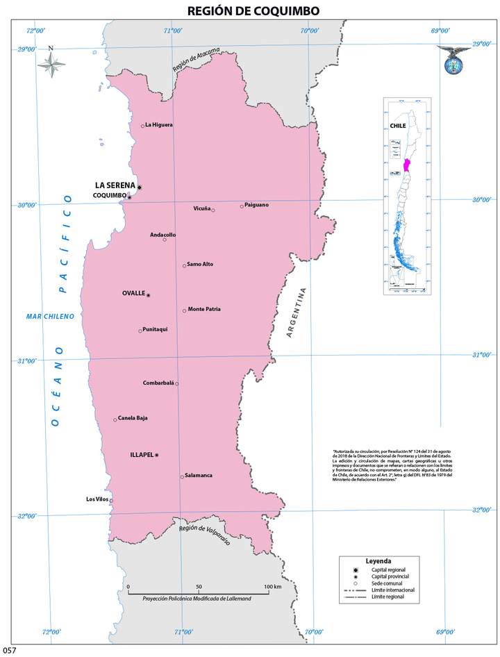 Mapa región de Coquimbo (color)