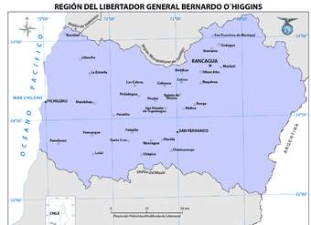 Mapa región del Libertador Bernardo Ohiggins (color)