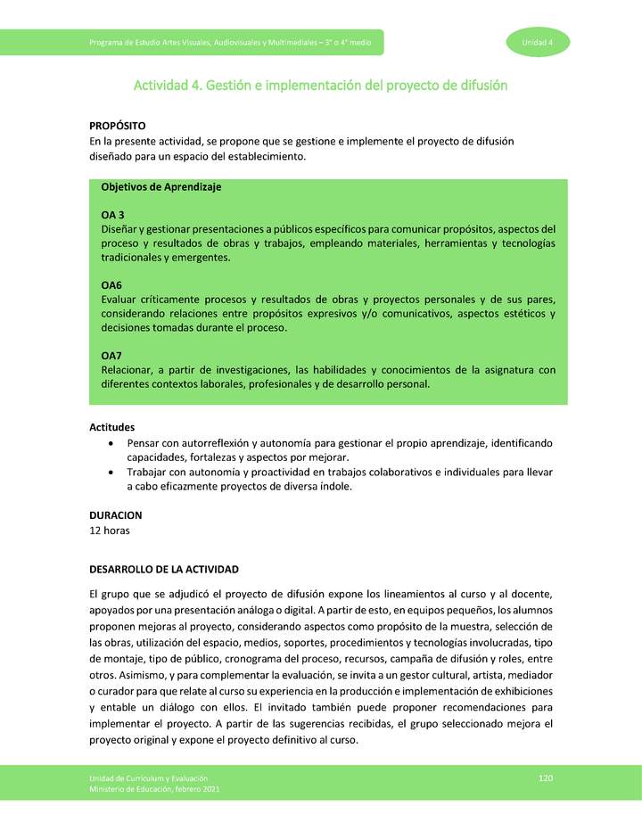 Actividad 4: Gestión e implementación del proyecto de difusión