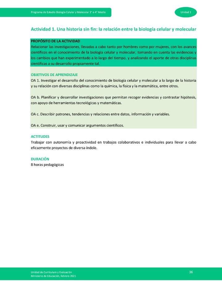 Actividad 1 - Una historia sin fin: la relación entre la biología celular y molecular