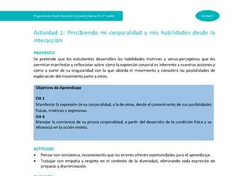 Actividad 1: Percibiendo mi corporalidad y mis habilidades desde la interacción