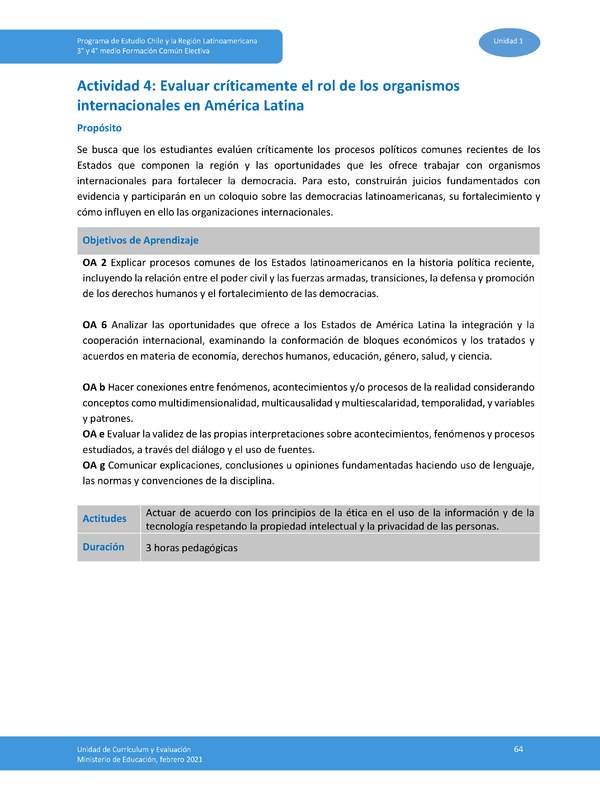 Actividad 4: Evaluar críticamente el rol de los organismos internacionales en América Latina