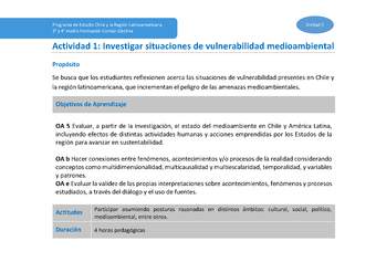 Actividad 1: Investigar situaciones de vulnerabilidad medioambiental